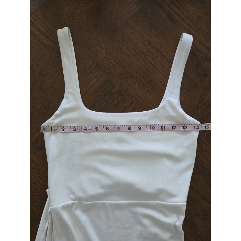 Aritzia Wilfred Saturn Ivory Tencel Tie Front Fixed Wrap Ballerina Dress S - Picture 9 of 11